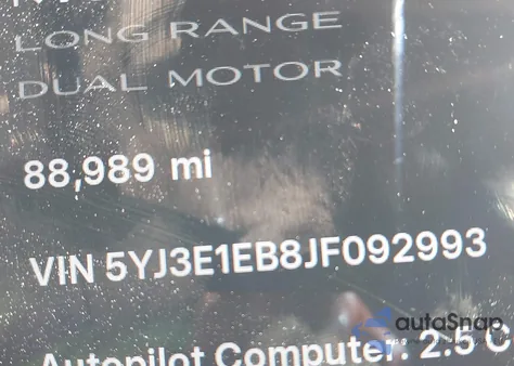2018 Tesla Model 3 Long Range/Performance from USA, damaged, VIN 5YJ3E1EB8JF092993